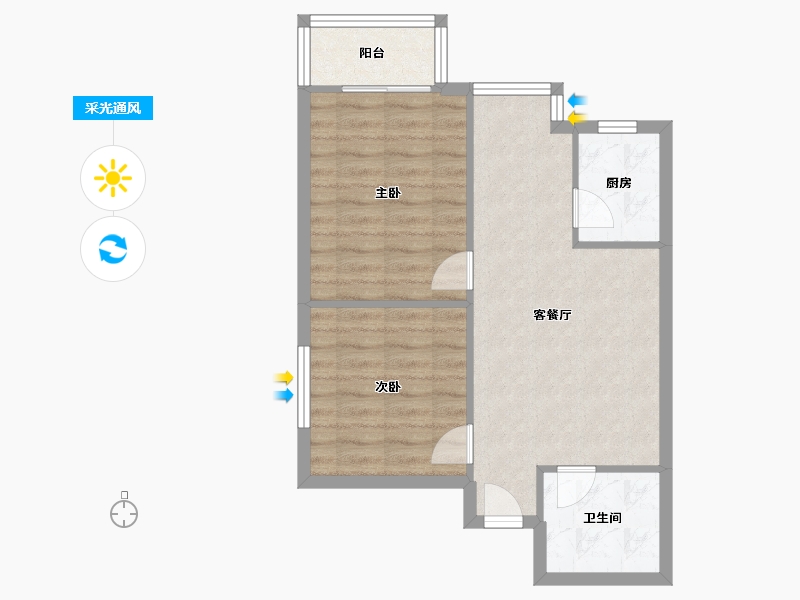 陕西省-西安市-中华世纪城-60.80-户型库-采光通风