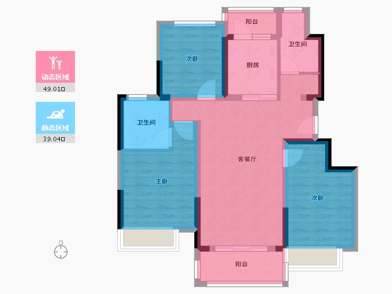 重庆-重庆市-金科集美锦湾-77.53-户型库-动静分区