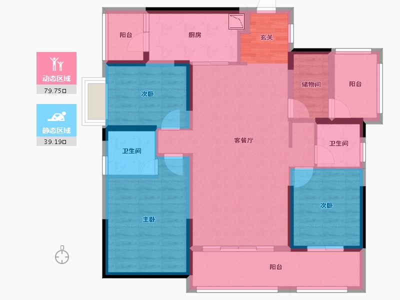 湖南省-衡阳市-美的梧桐庄园-105.58-户型库-动静分区