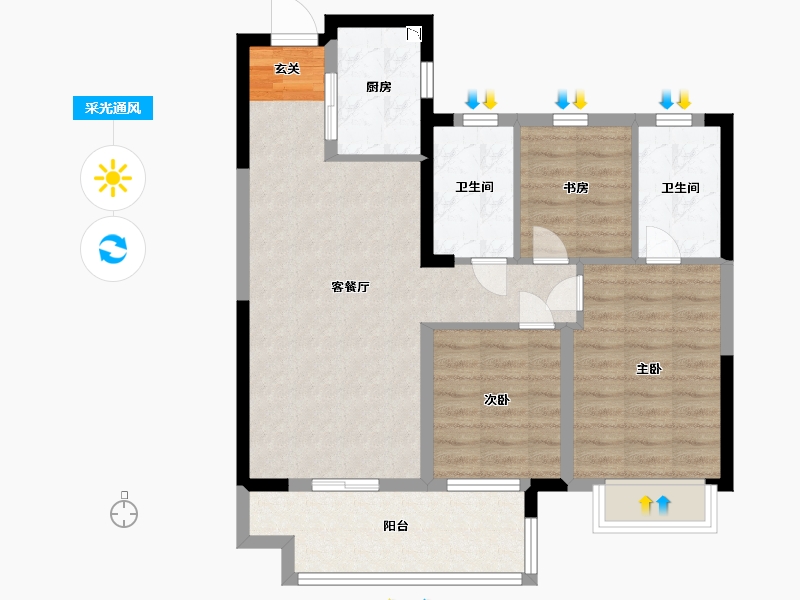 安徽省-宿州市-恒泰・悦�Z府-79.20-户型库-采光通风