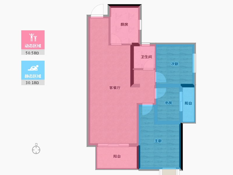 湖南省-长沙市-盛地东方芯府-71.84-户型库-动静分区