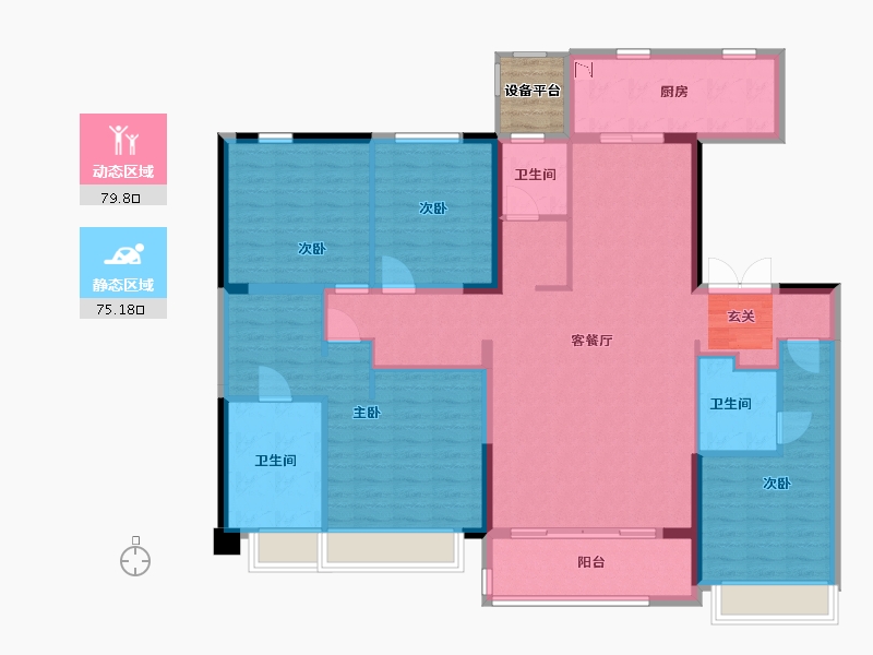 陕西省-西安市-金地世家风华-142.94-户型库-动静分区