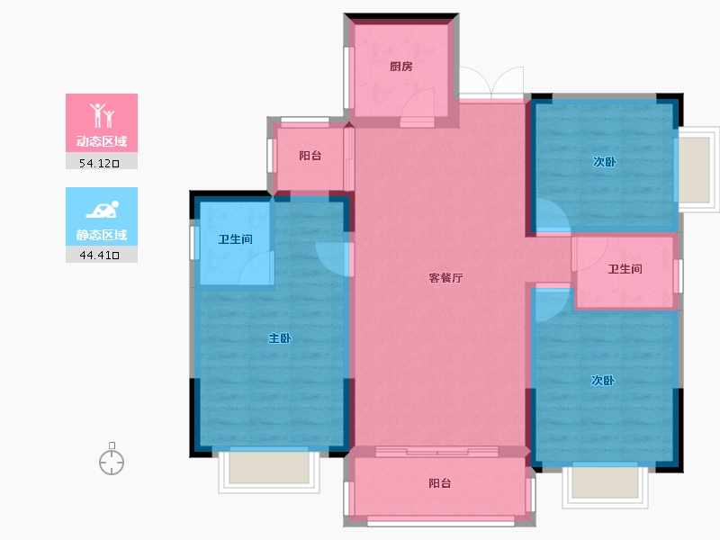 湖南省-株洲市-醴陵市柳家湾小区-88.13-户型库-动静分区