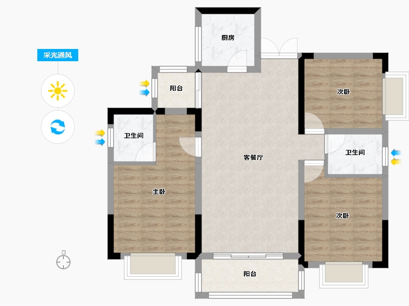 湖南省-株洲市-醴陵市柳家湾小区-88.13-户型库-采光通风