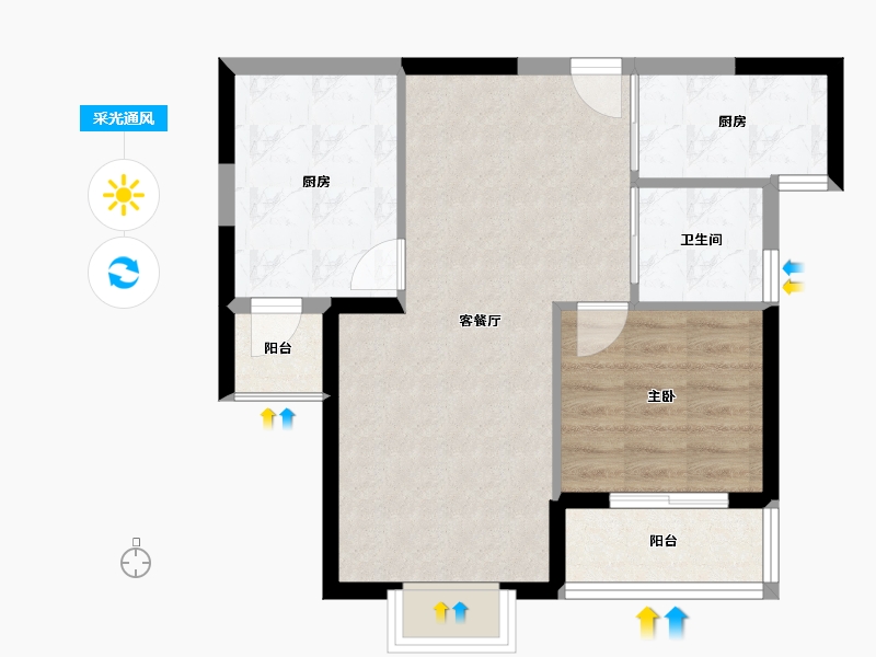 福建省-厦门市-禾祥东-58.59-户型库-采光通风