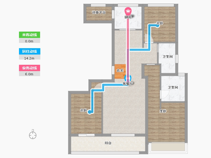 浙江省-舟山市-柳岸晓风花园-99.83-户型库-动静线