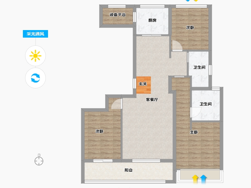 浙江省-舟山市-柳岸晓风花园-99.83-户型库-采光通风