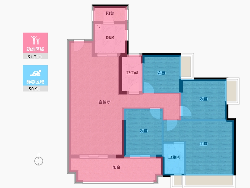 广东省-清远市-保利中央公馆-103.45-户型库-动静分区