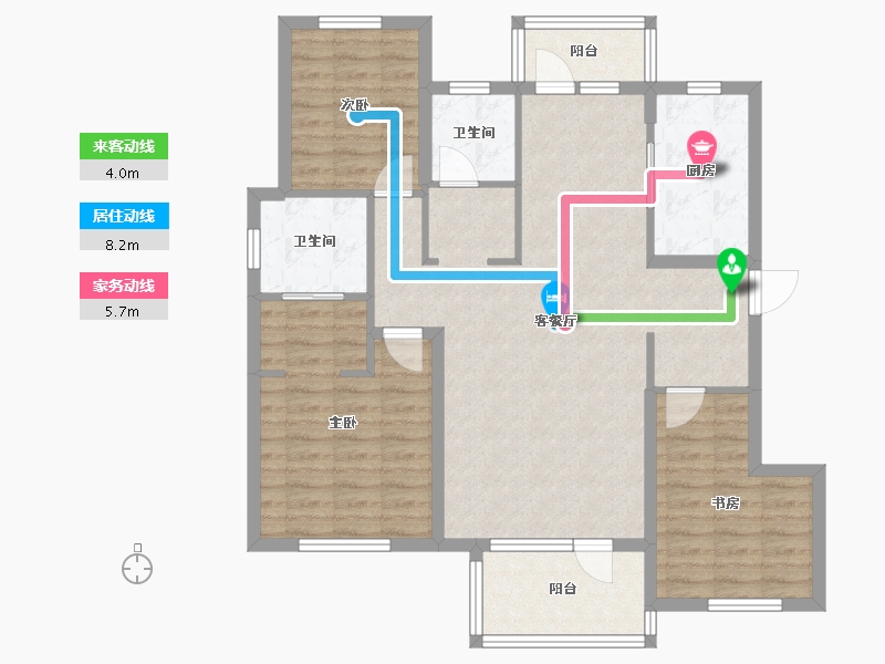 山东省-烟台市-蔷薇公馆-100.23-户型库-动静线