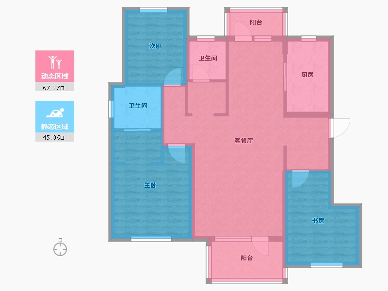 山东省-烟台市-蔷薇公馆-100.23-户型库-动静分区