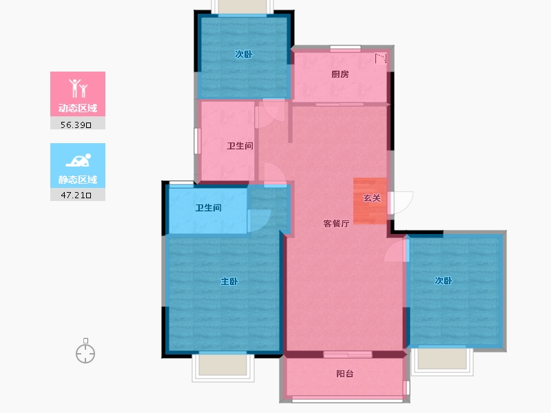 江苏省-常州市-紫云府-92.69-户型库-动静分区