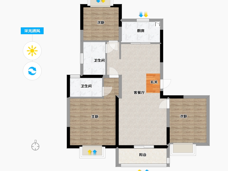 江苏省-常州市-紫云府-92.69-户型库-采光通风