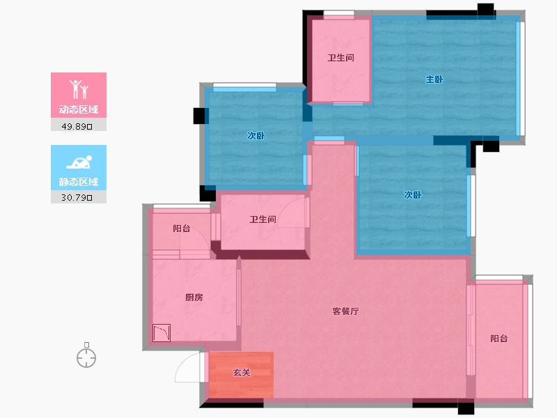 四川省-巴中市-平昌一品・凤凰城-70.90-户型库-动静分区