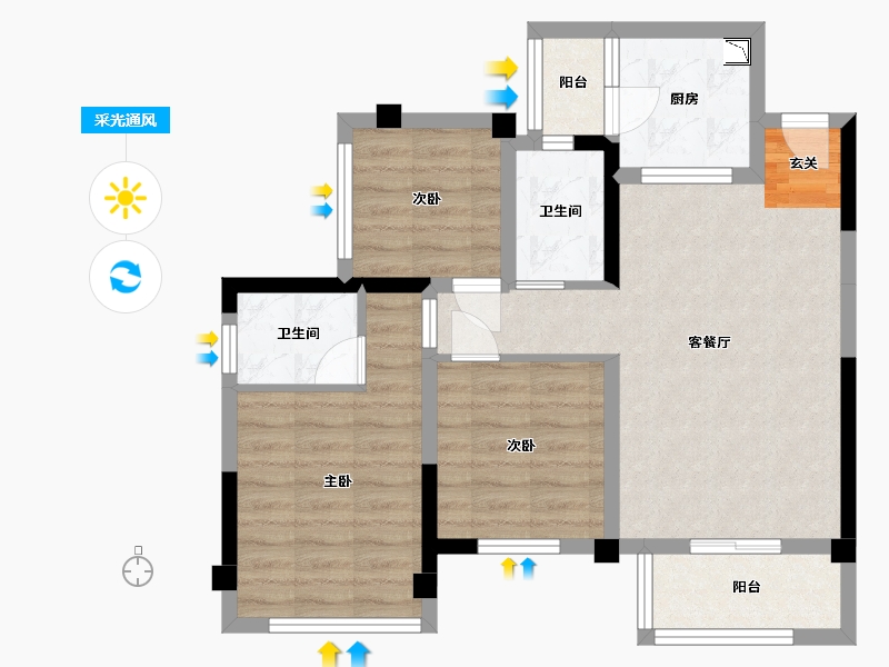 四川省-巴中市-平昌一品・凤凰城-70.72-户型库-采光通风