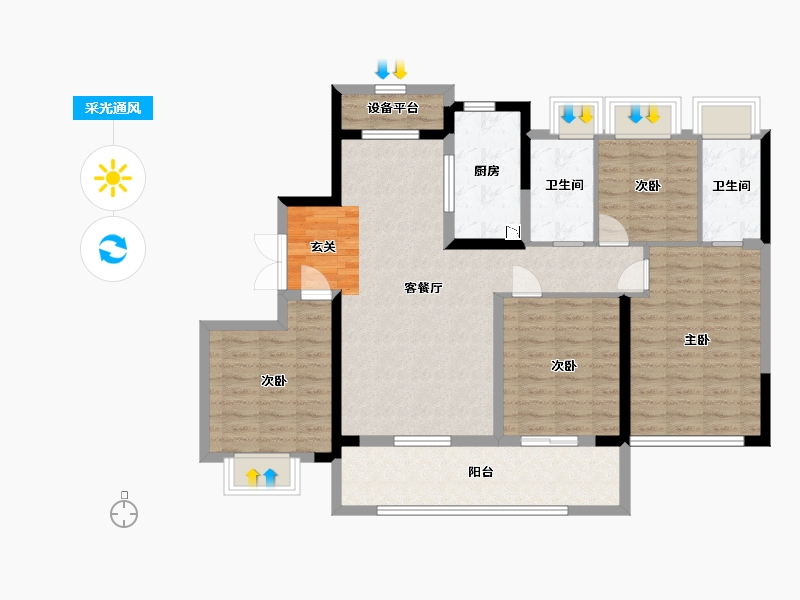 江苏省-常州市-美的・翰林府-108.83-户型库-采光通风