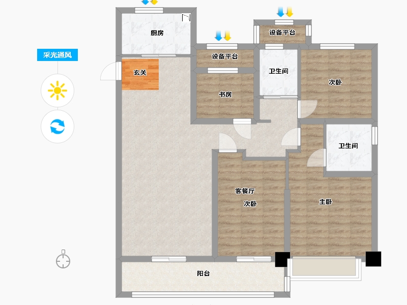 浙江省-舟山市-碧桂园・翡丽湾-109.76-户型库-采光通风