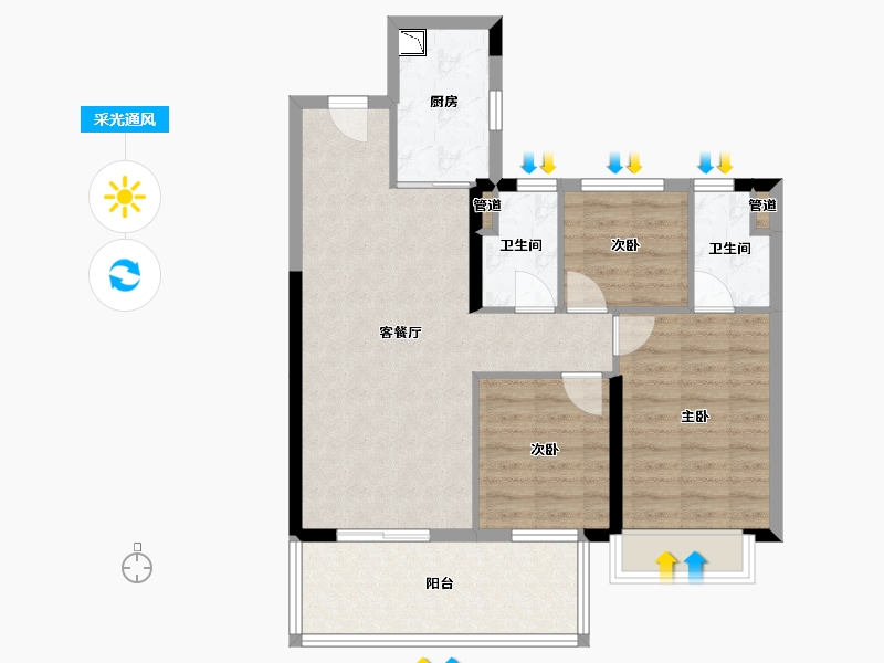 广西壮族自治区-南宁市-奥园瀚德棠悦府-79.48-户型库-采光通风