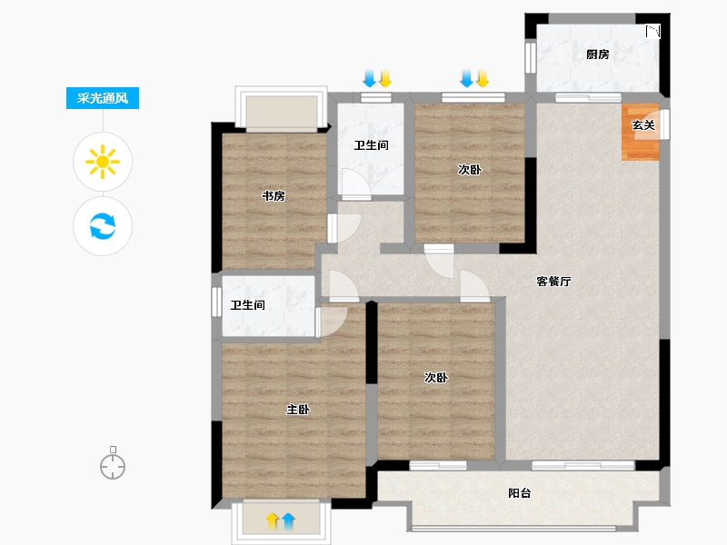 江苏省-常州市-天宁融悦府-94.40-户型库-采光通风