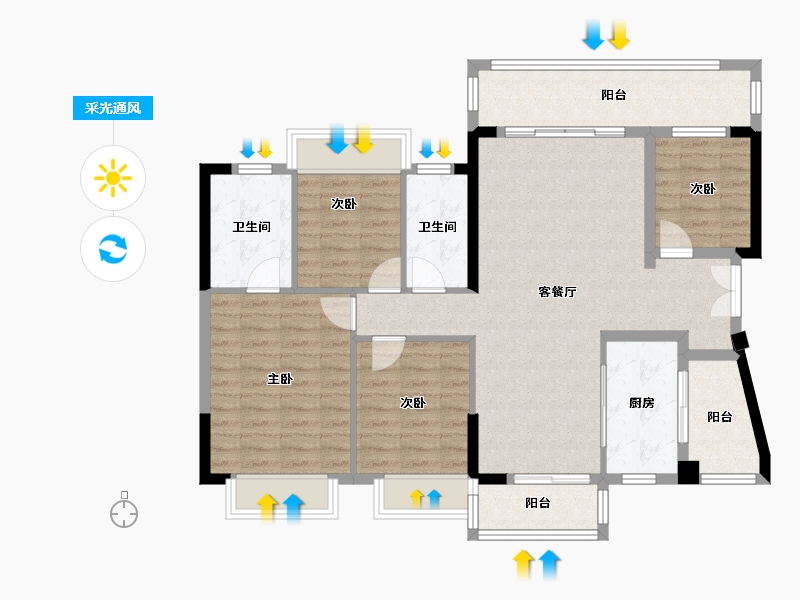 广东省-肇庆市-康耀花园-104.98-户型库-采光通风