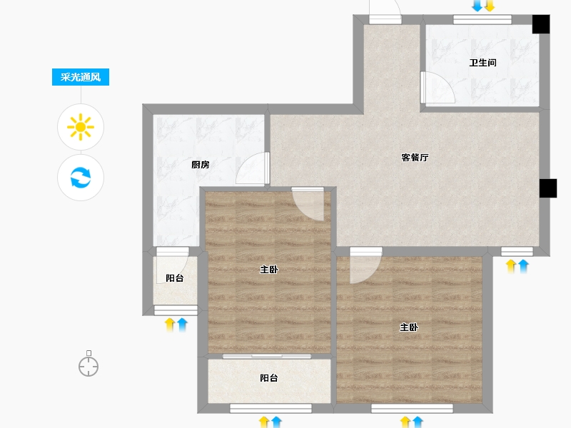 安徽省-亳州市-润峰财富广场-66.28-户型库-采光通风