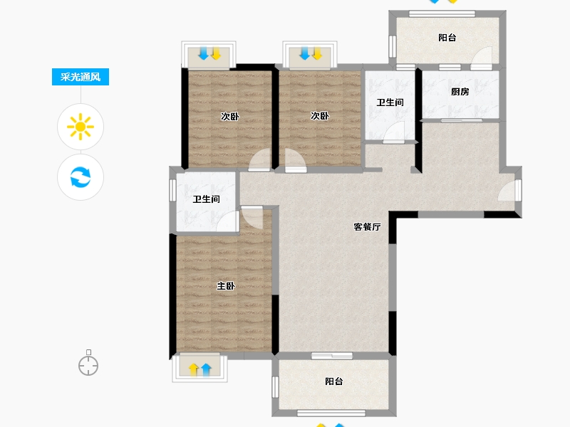 福建省-漳州市-古龙西溪嘉园-110.00-户型库-采光通风