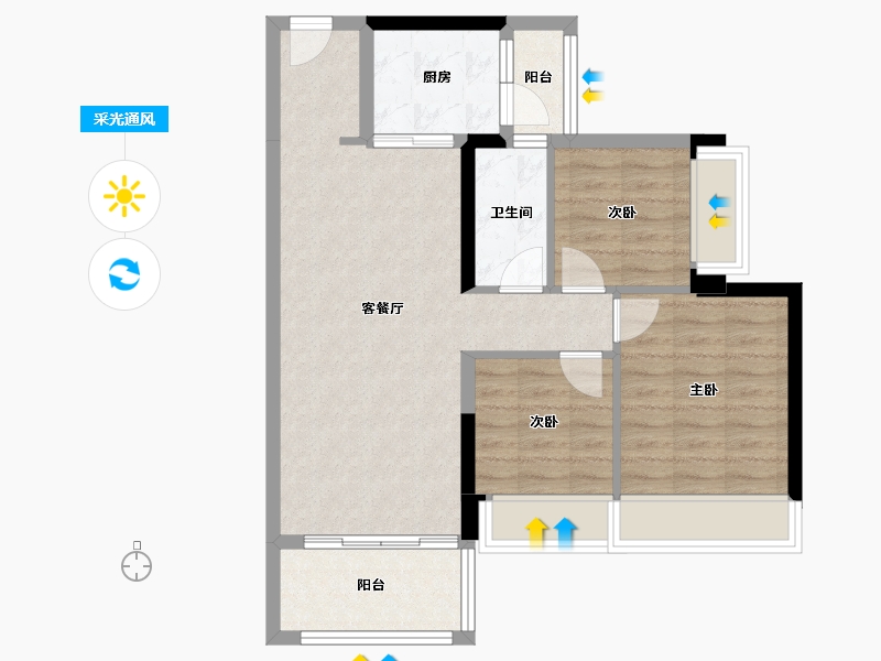 广东省-湛江市-恒兴·东新花苑-71.65-户型库-采光通风