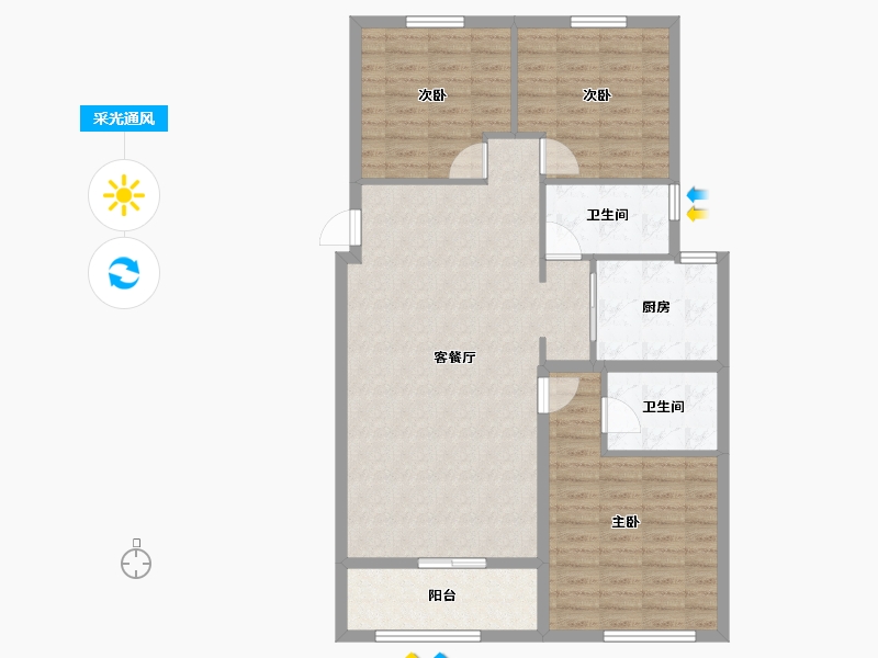 山东省-潍坊市-圣菲漫步-103.00-户型库-采光通风