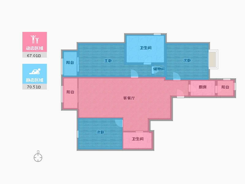 北京-北京市-银河湾-123.51-户型库-动静分区