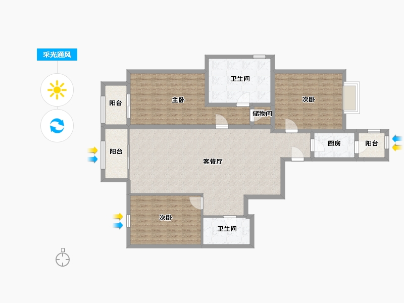 北京-北京市-银河湾-123.51-户型库-采光通风