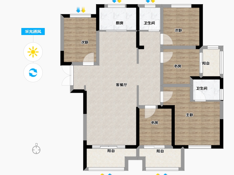 河南省-郑州市-永威城-114.00-户型库-采光通风