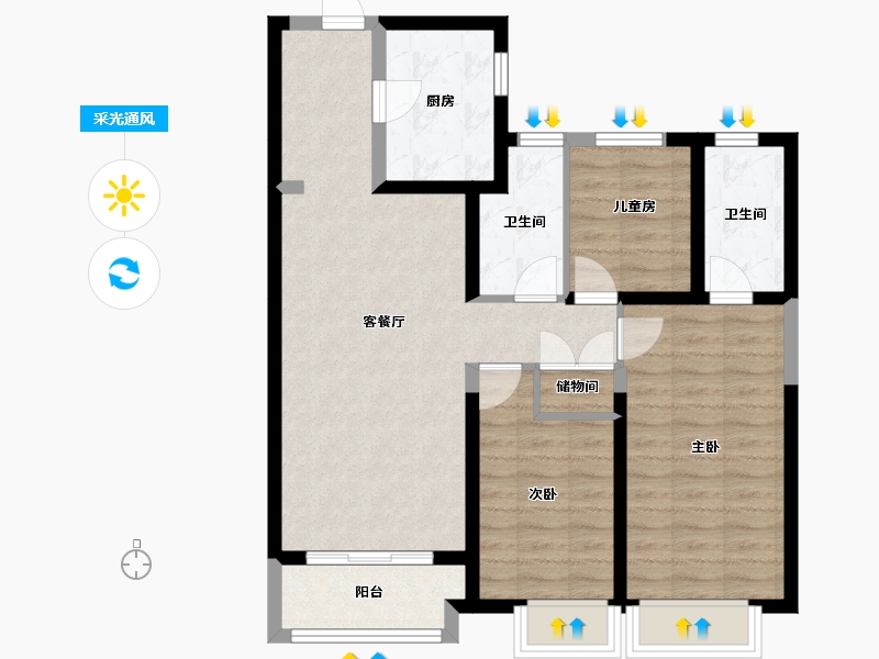 山西省-太原市-远大·凤玺湾-83.79-户型库-采光通风