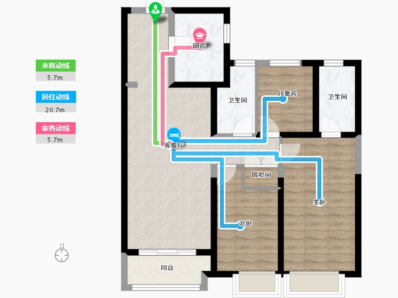 山西省-太原市-远大·凤玺湾-83.79-户型库-动静线