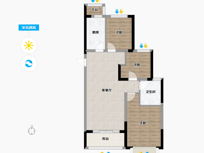 江苏省-无锡市-恒大 悦珑湾-76.00-户型库-采光通风