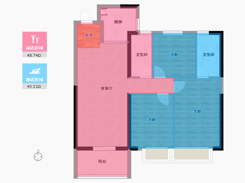 湖北省-武汉市-五矿万境水岸-79.66-户型库-动静分区