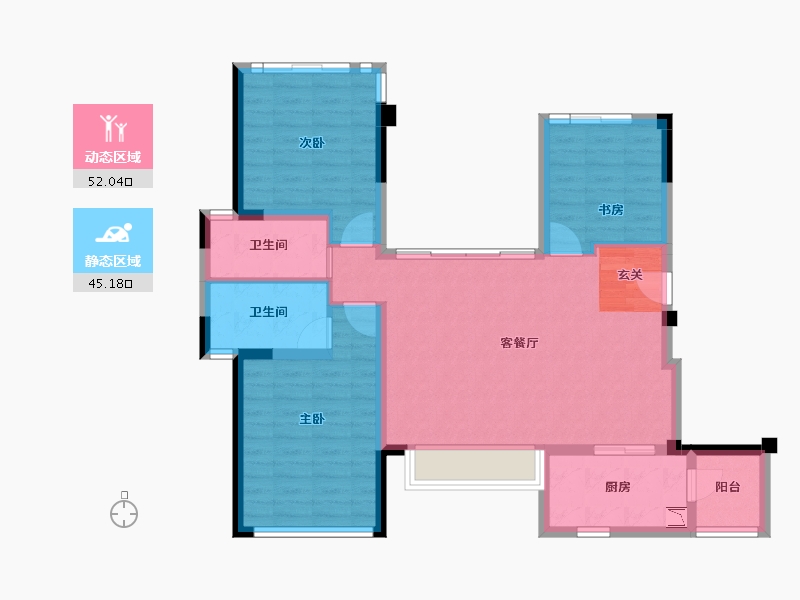 四川省-成都市-中铁星月山湖-88.27-户型库-动静分区