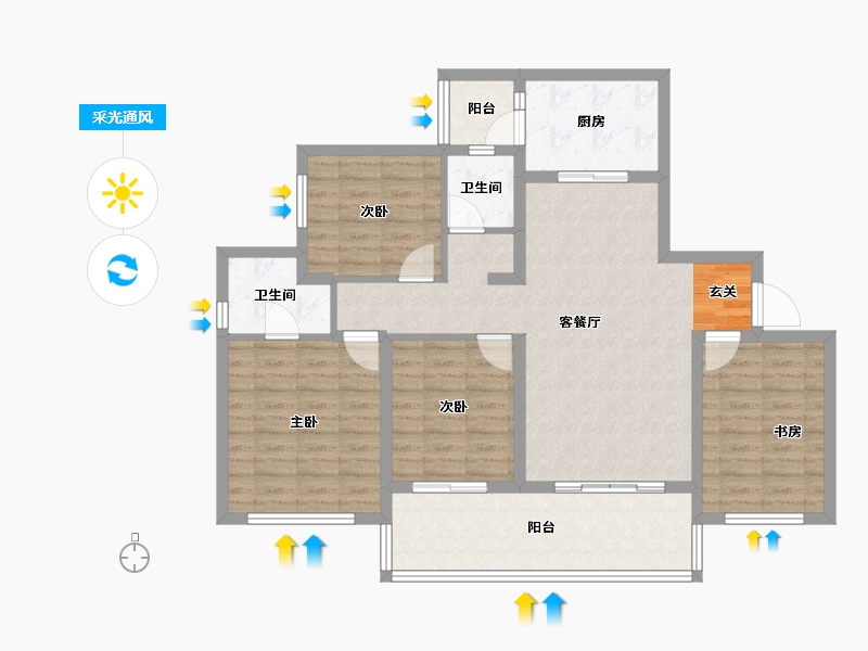 四川省-成都市-中南樾府-102.69-户型库-采光通风