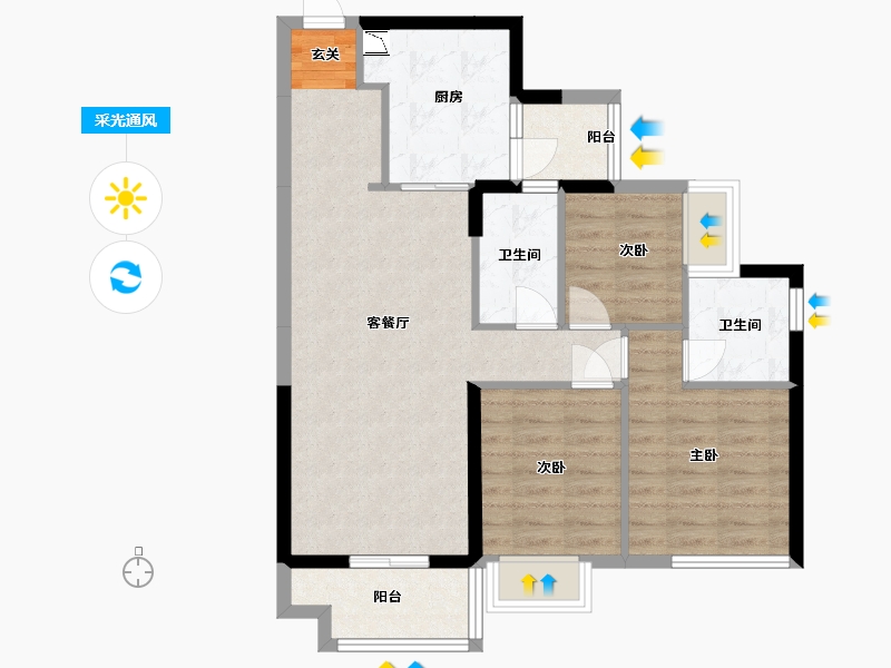 广东省-惠州市-时代英之皇廊桥-77.95-户型库-采光通风