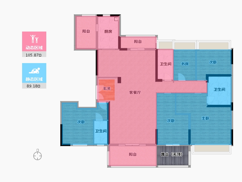 广东省-清远市-碧桂园柏林5街215房01户型-183.62-户型库-动静分区