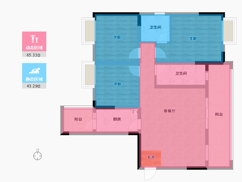 四川省-成都市-王府花园御锦苑-96.28-户型库-动静分区