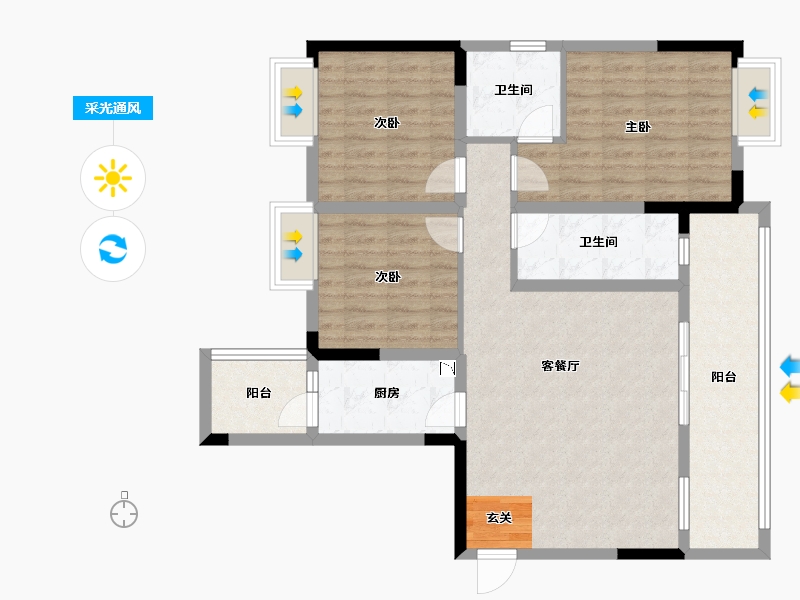 四川省-成都市-王府花园御锦苑-96.28-户型库-采光通风