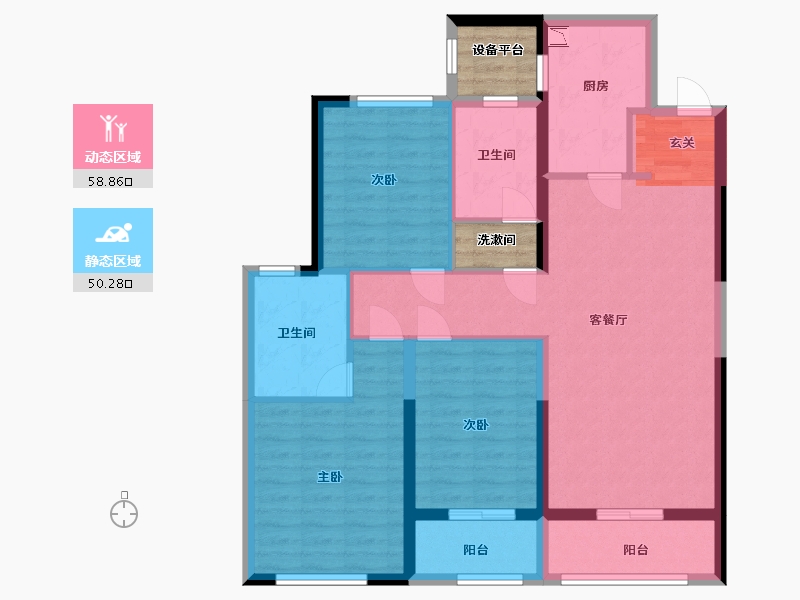 湖北省-武汉市-绿城武汉黄浦湾-102.00-户型库-动静分区