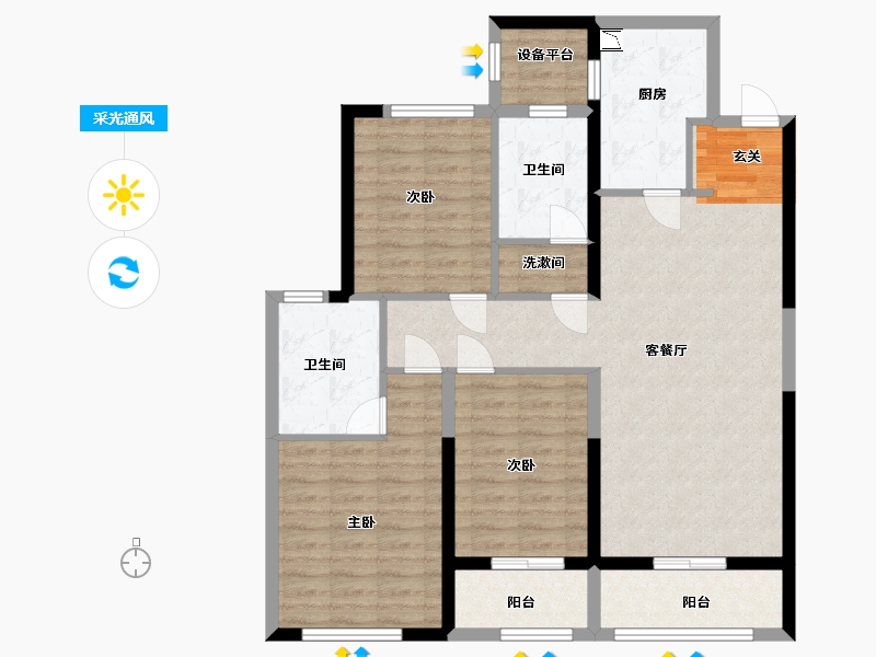 湖北省-武汉市-绿城武汉黄浦湾-102.00-户型库-采光通风