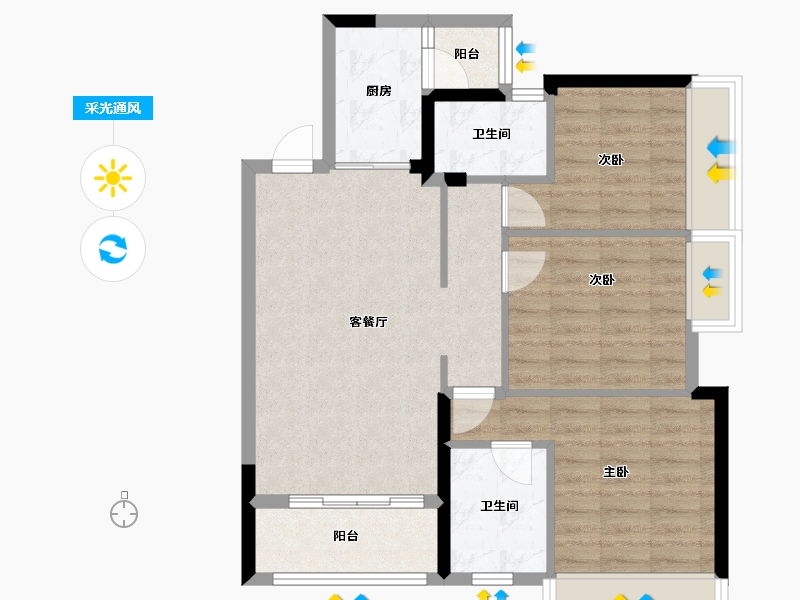 四川省-资阳市-凯旋国际-77.13-户型库-采光通风