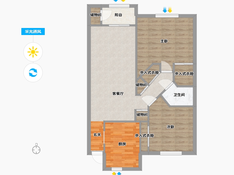 Florida-Broward-Sunny Lake Apartments-73.75-户型库-采光通风