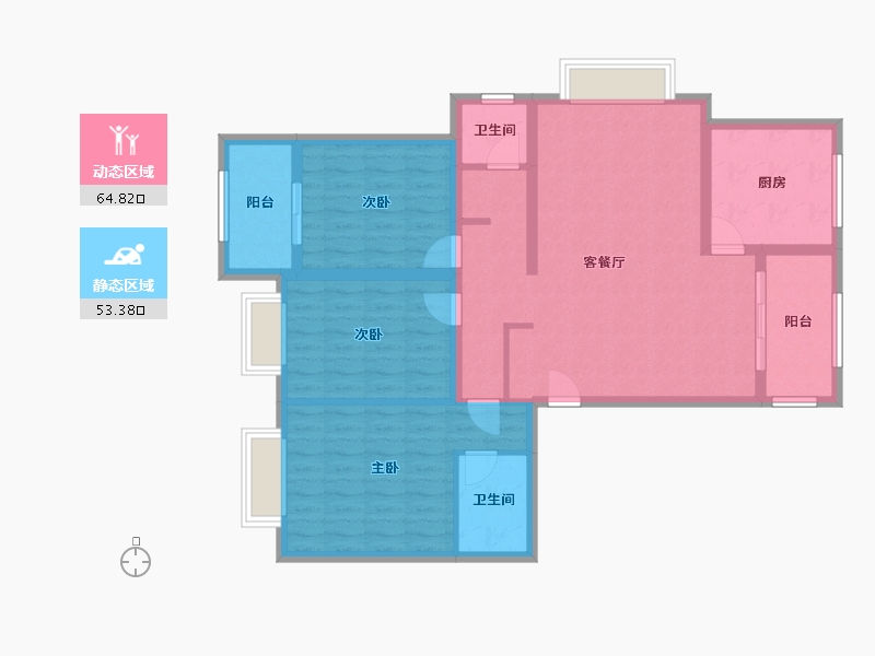 山东省-聊城市-墩台王小区-105.97-户型库-动静分区