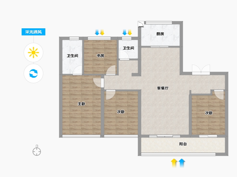 山东省-济南市-绿地IFC中央公馆-103.71-户型库-采光通风