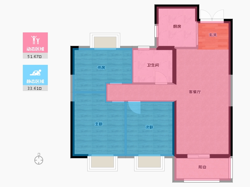 湖北省-武汉市-荣盛华庭-76.74-户型库-动静分区