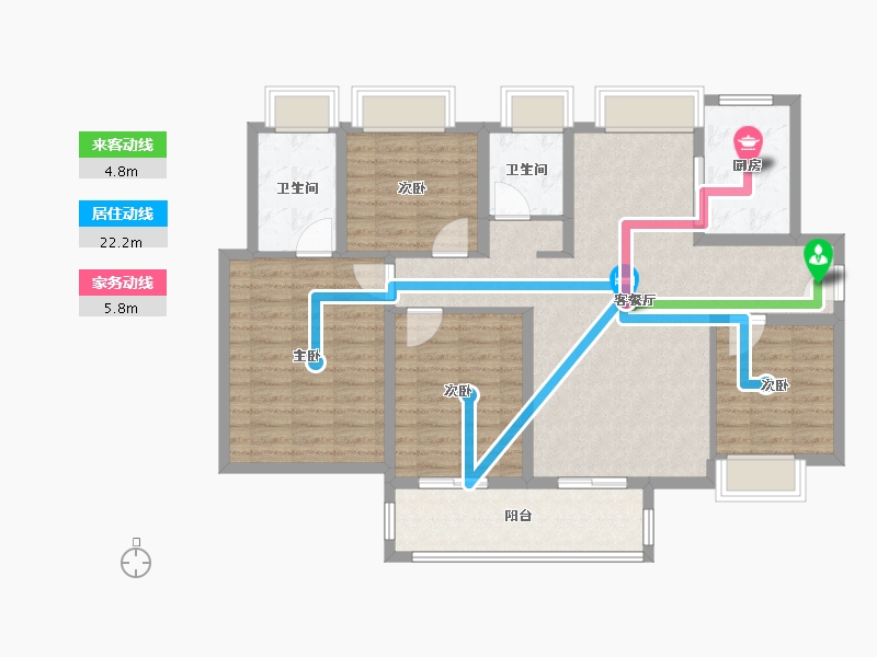 湖北省-武汉市-龙湖 东湖高新・春江郦城-108.00-户型库-动静线