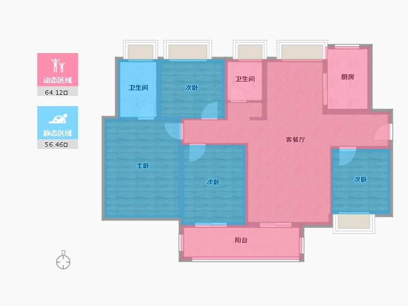 湖北省-武汉市-龙湖 东湖高新・春江郦城-108.00-户型库-动静分区