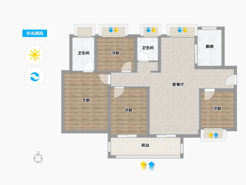 湖北省-武汉市-龙湖 东湖高新・春江郦城-108.00-户型库-采光通风